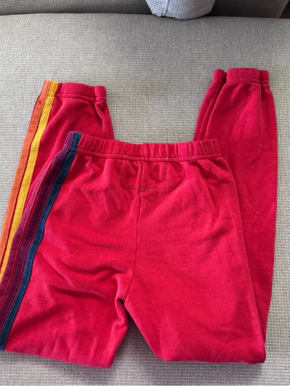 Aviator Nation Kids Red Sweatpants with Yellow Side Stripe 14